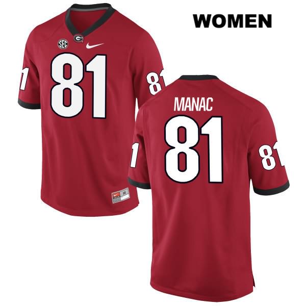 Georgia Bulldogs Women's Chauncey Manac #81 NCAA Authentic Red Nike Stitched College Football Jersey SVQ5456XF